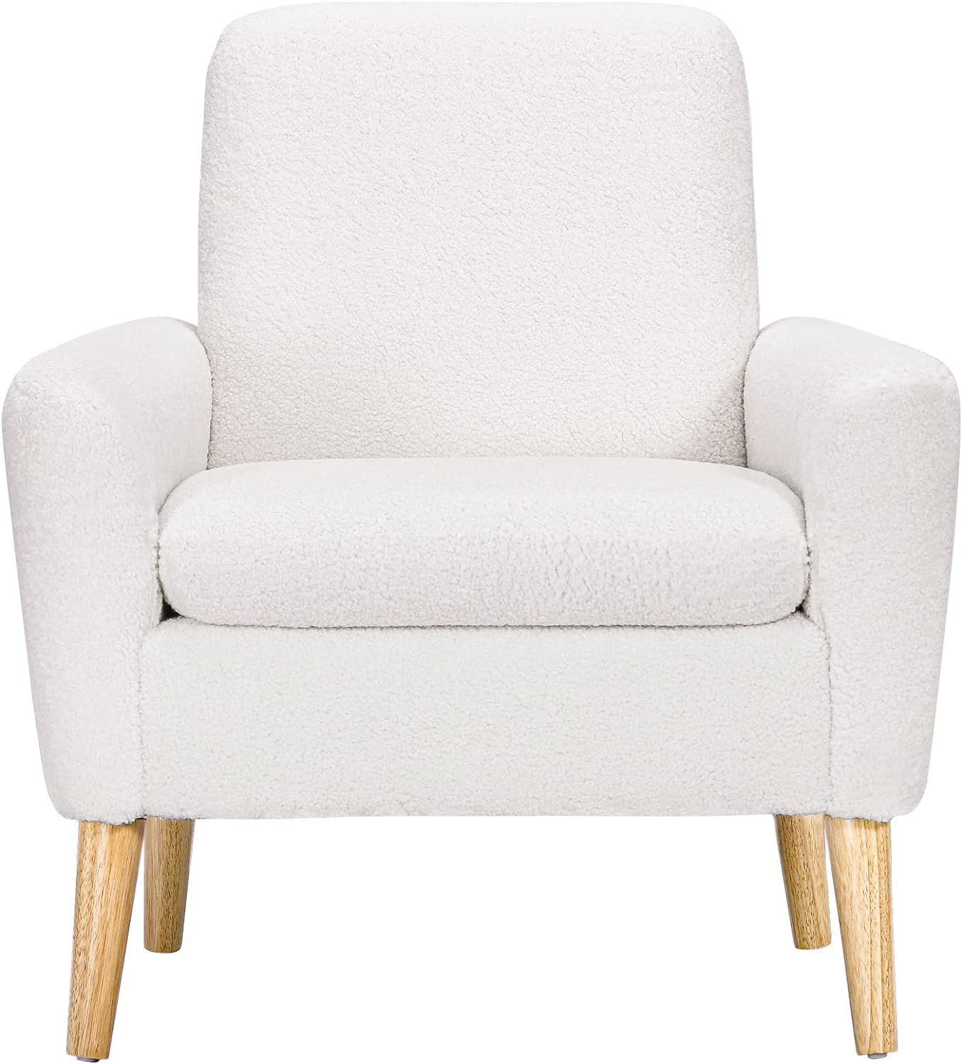 Lohoms Sherpa Accent Chair White Teddy Fabric Upholstered Comfortable Arm Chair Fluffy Comfy for ... | Amazon (US)