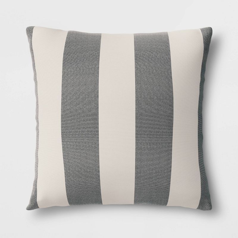 Cabana Stripe Outdoor Throw Pillow DuraSeason Fabric™ Black - Threshold™ | Target