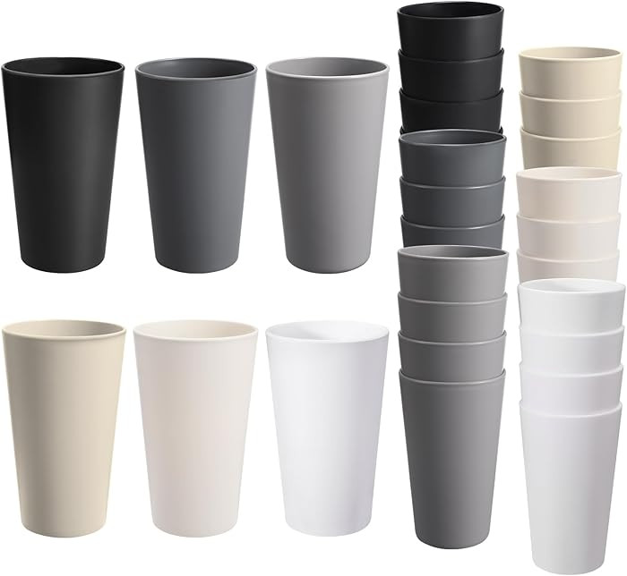 24 Pcs Unbreakable Plastic Cups Set, 20 oz Reusable Plastic Cups, Stackable Water Tumblers, Drink... | Amazon (US)