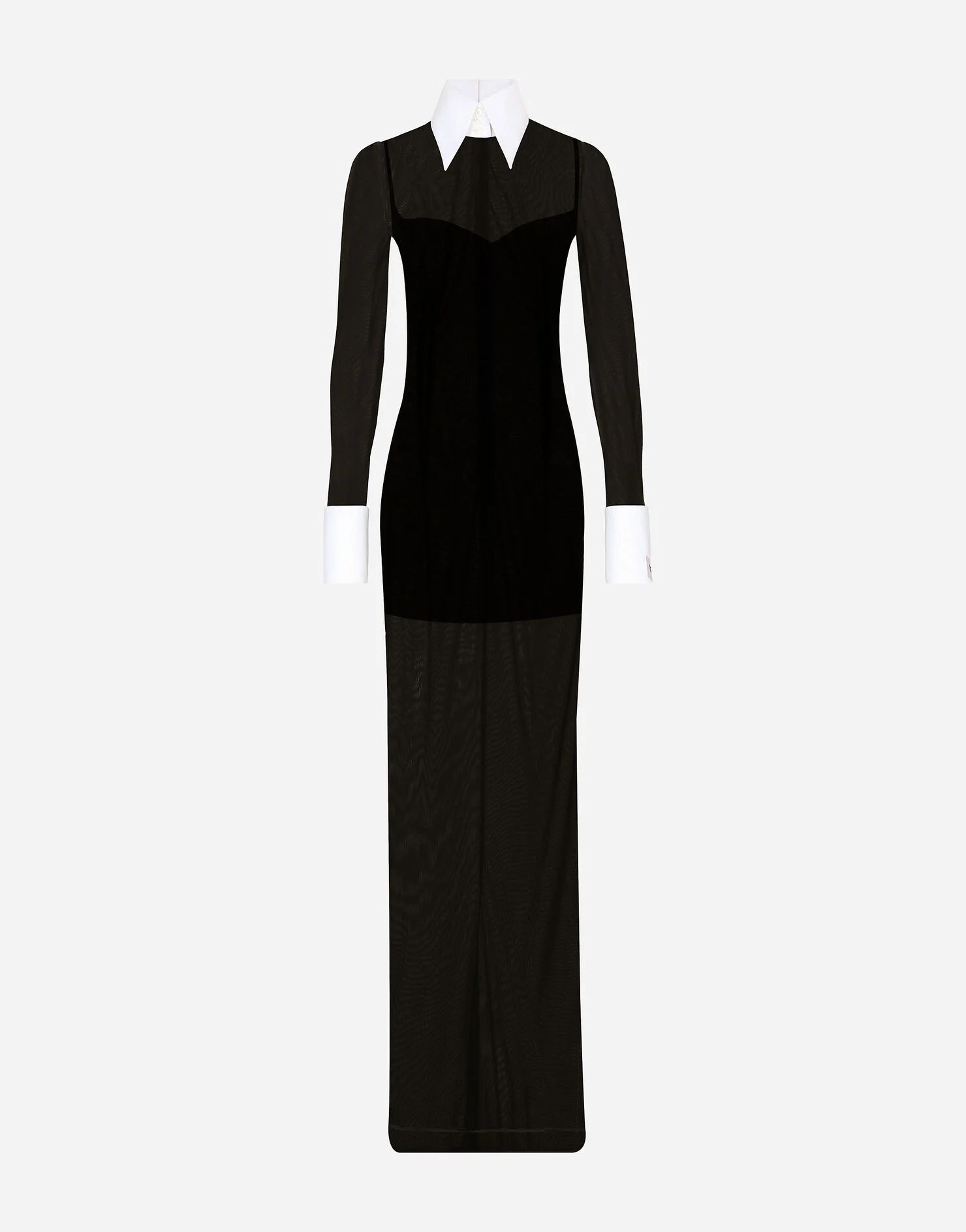 KIM DOLCE&GABBANA Long tulle dress with shirt detailing | Dolce & Gabbana - INT