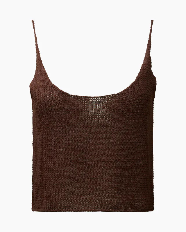 Onia Textured Linen Sweater Scoop Tank - Coffee - Brown - L | Verishop