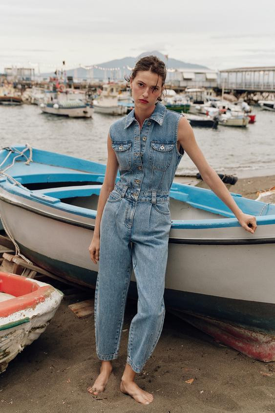 Z1975 BALLOON LEG DENIM JUMPSUIT | Zara US