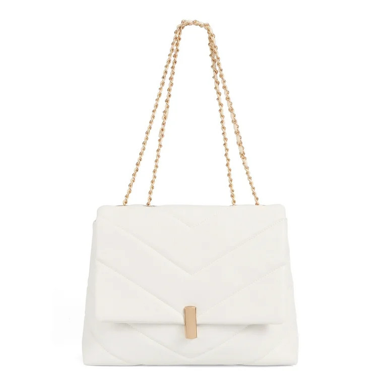 BeCool Women's White Chevron Quilted Shoulder Bag | Walmart (US)