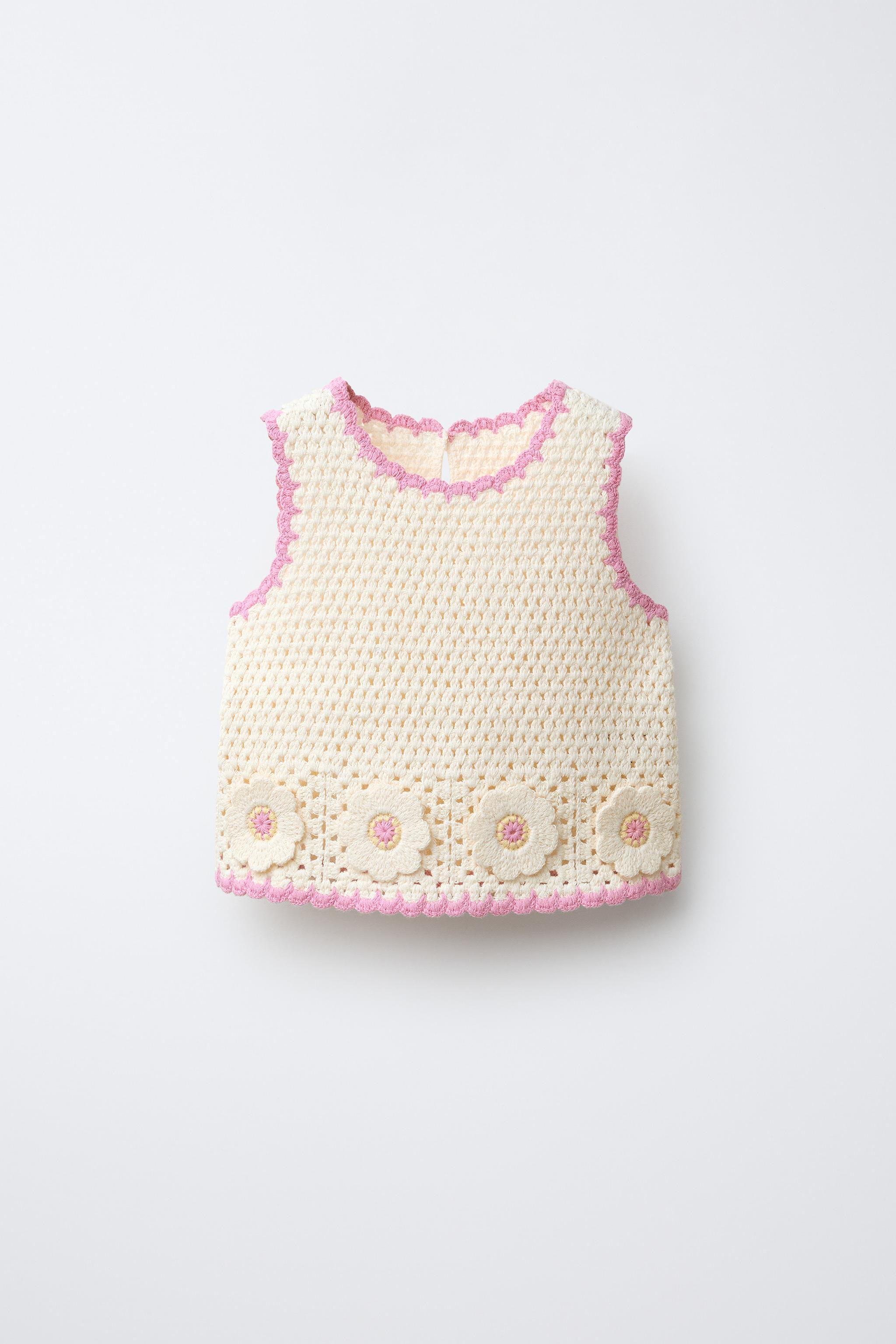 CROCHET KNIT TOP WITH FLOWERS | Zara US
