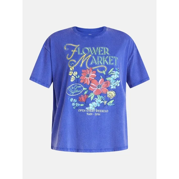 Mother’s Day Women’s Flower Market Cotton Graphic Tee from Way to Celebrate, Sizes S-XXXL - W... | Walmart (US)