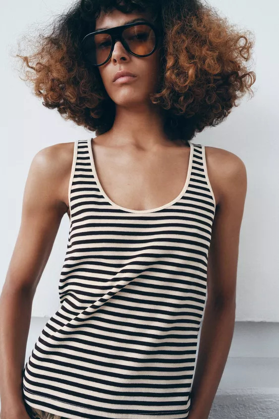 ÄRMELLOSES OBERTEIL MIT STREIFEN | Zara US