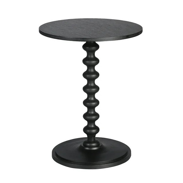 Sanders Wooden Round Turned Pedestal Base End Table by East at Main - Matte Black Mango Wood Cont... | Walmart (US)