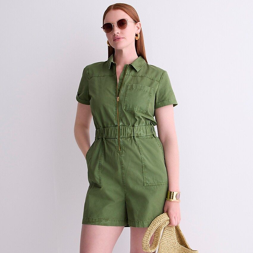 Zip-front chino romper | J.Crew US