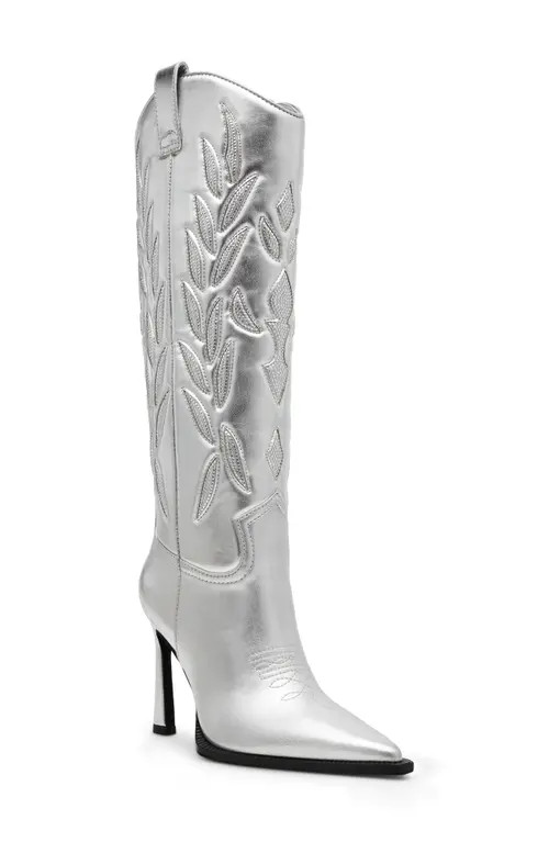 Steve Madden Kinzee Pointed Toe Western Boot in Silver at Nordstrom, Size 9.5 | Nordstrom