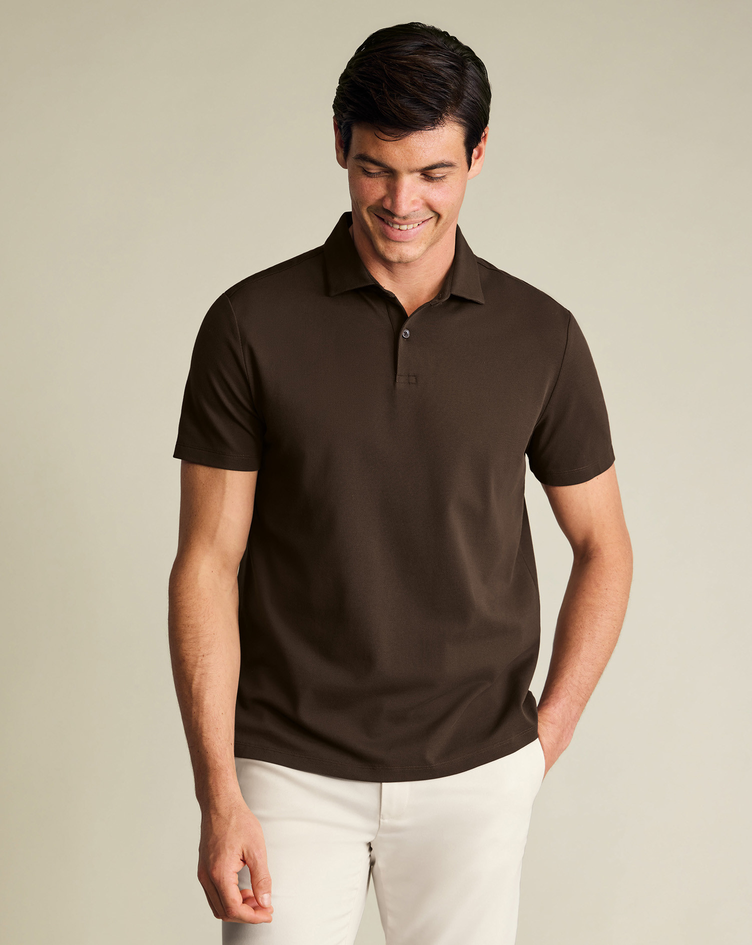 Smart Pique Polo – Chocolate Brown | Charles Tyrwhitt