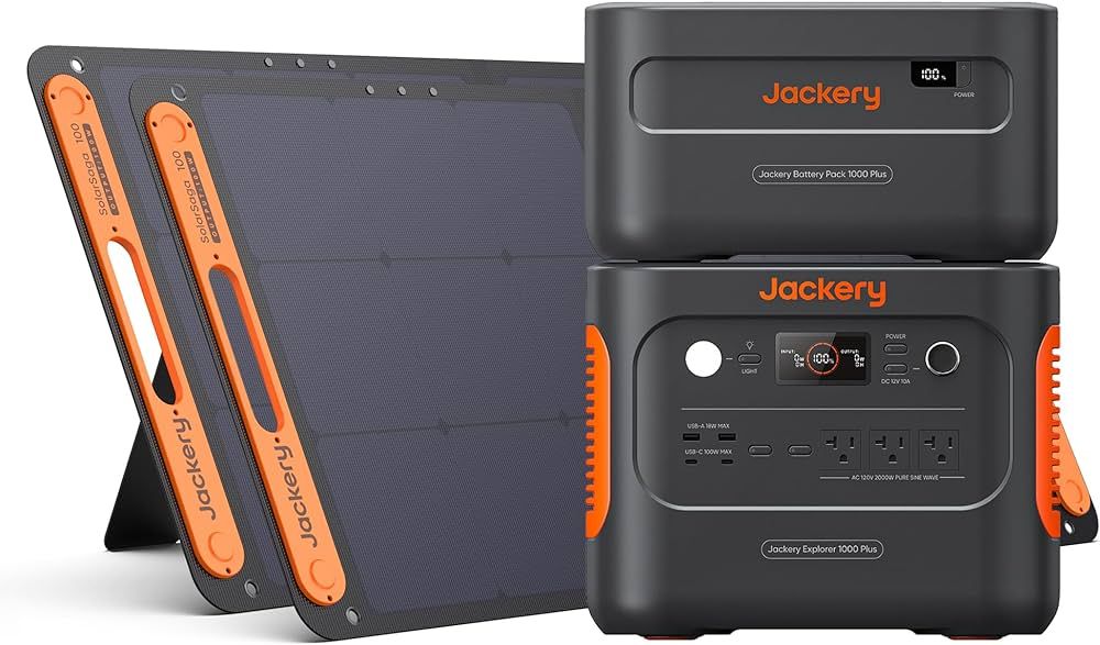 Jackery 1000 Plus Solar Generator Kit - 2528Wh Portable Power Station, 2x100W Solar Panels, 2000W... | Amazon (US)