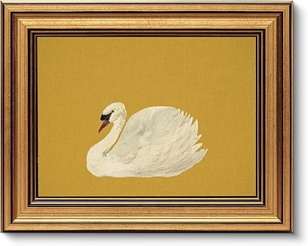 VIYYIEA Vintage Gold Framed Wall Art for Living Room, Swan Canvas Prints Home Decor, Oil Painting... | Amazon (US)