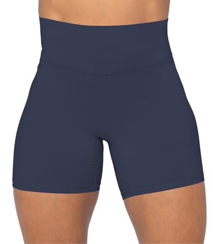 Sunzel No Front Seam High Waist Biker Shorts for Women, Squat Proof Yoga Workout Gym Bike Shorts 5" Inseam Ash Blue Large | Amazon (US)