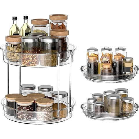 GUZON 4 Pack Lazy Susan Organizer for Cabinet, Upgraded 11.5" Clear Turntable Organizer with Hand... | Amazon (US)