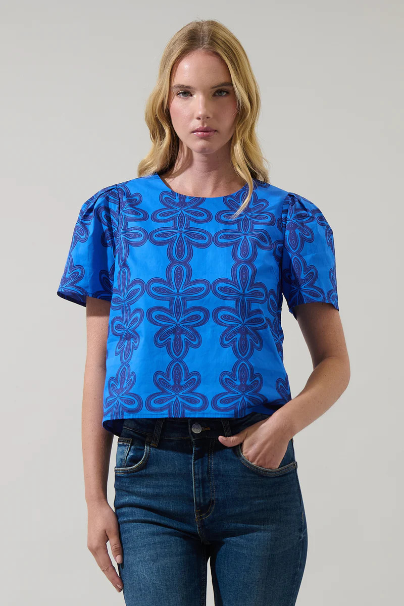 Romery Abstract Tilma Short Sleeve Top | Sugarlips