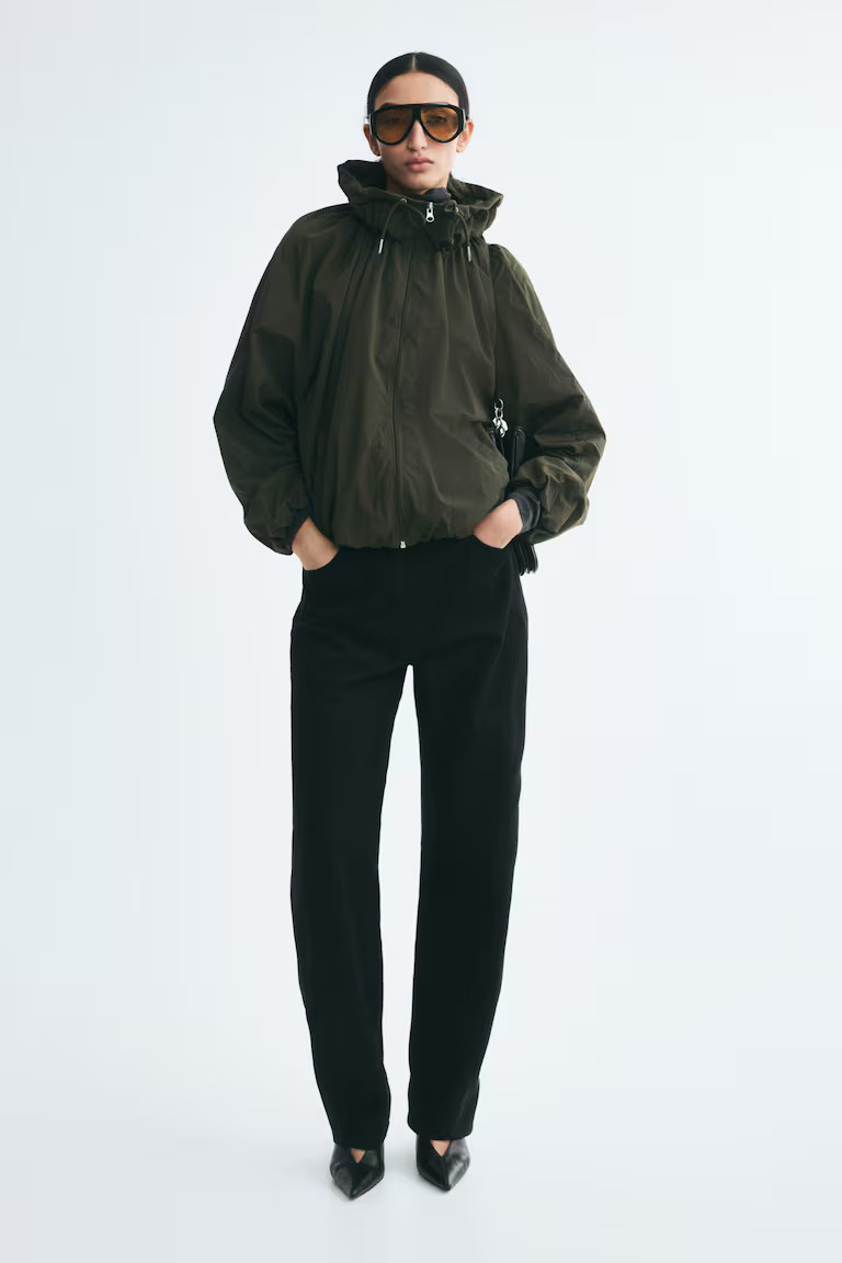 H & M - Funnel-Collar Nylon Jacket - Black | H&M (US, CA, MX)