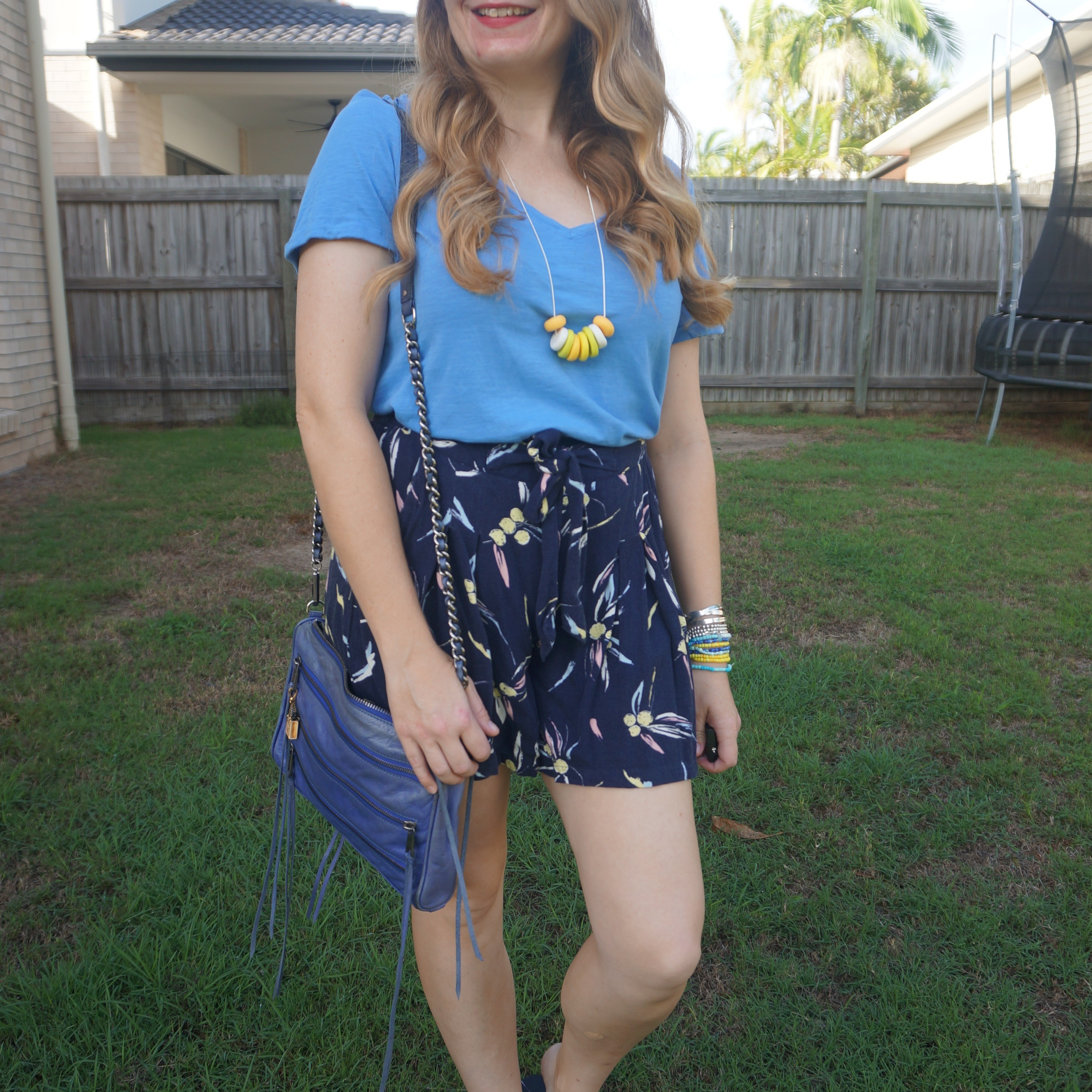 All the blue! 💙 Blue tee with navy printed culotte shorts and electric blue Rebecca Minkoff 5-zip bag 💙

#LTKbag #LTKaustralia