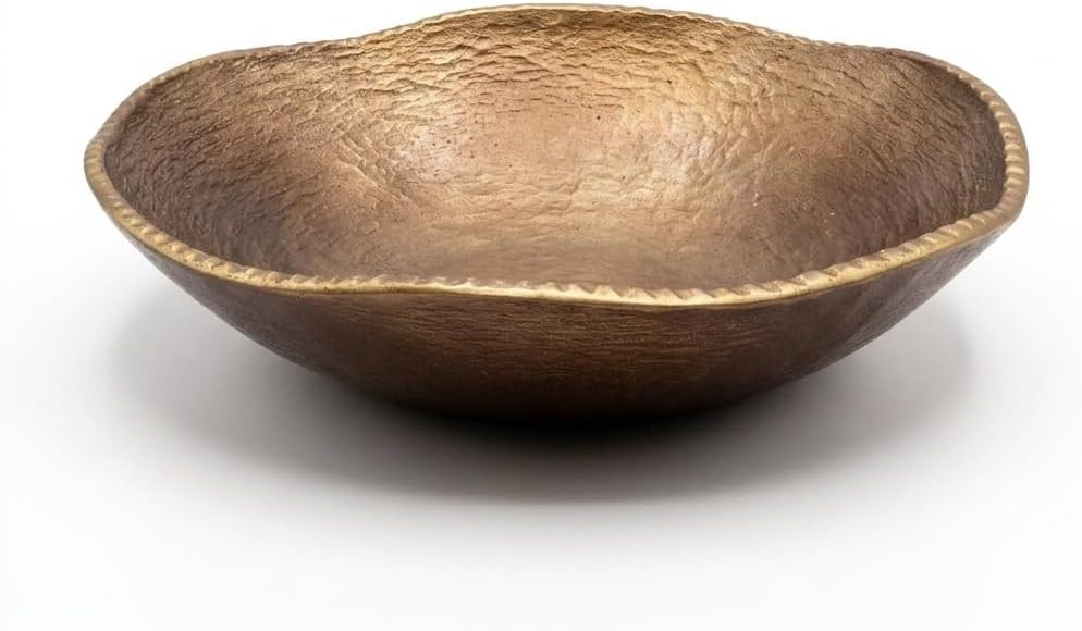 ANDALUCA Rustic Bronze Decorative Cast Metal Round Bowl 10 inch (Bronze) | Amazon (US)