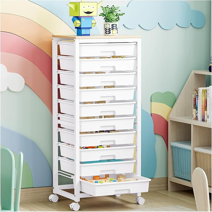 Rolling Cart with Drawers,10 Drawer Rolling Cart,Rolling storage cart with drawers,White Rolling ... | Amazon (US)