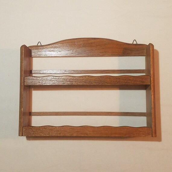Vintage 1970's Wood Spice Rack Wall Shelf Apothecary - Etsy | Etsy (US)