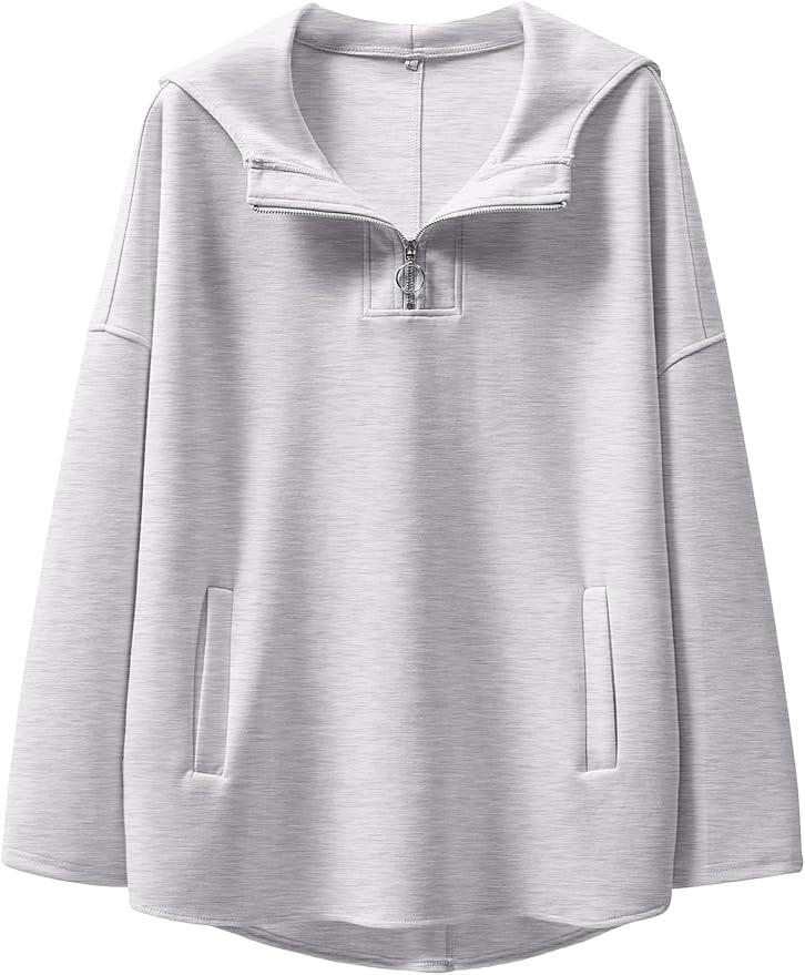ANRABESS Womens Oversized Hoodie Quarter Zip Sweatshirts 2025 Fall Winter Tunic Pullover Top Tren... | Amazon (US)