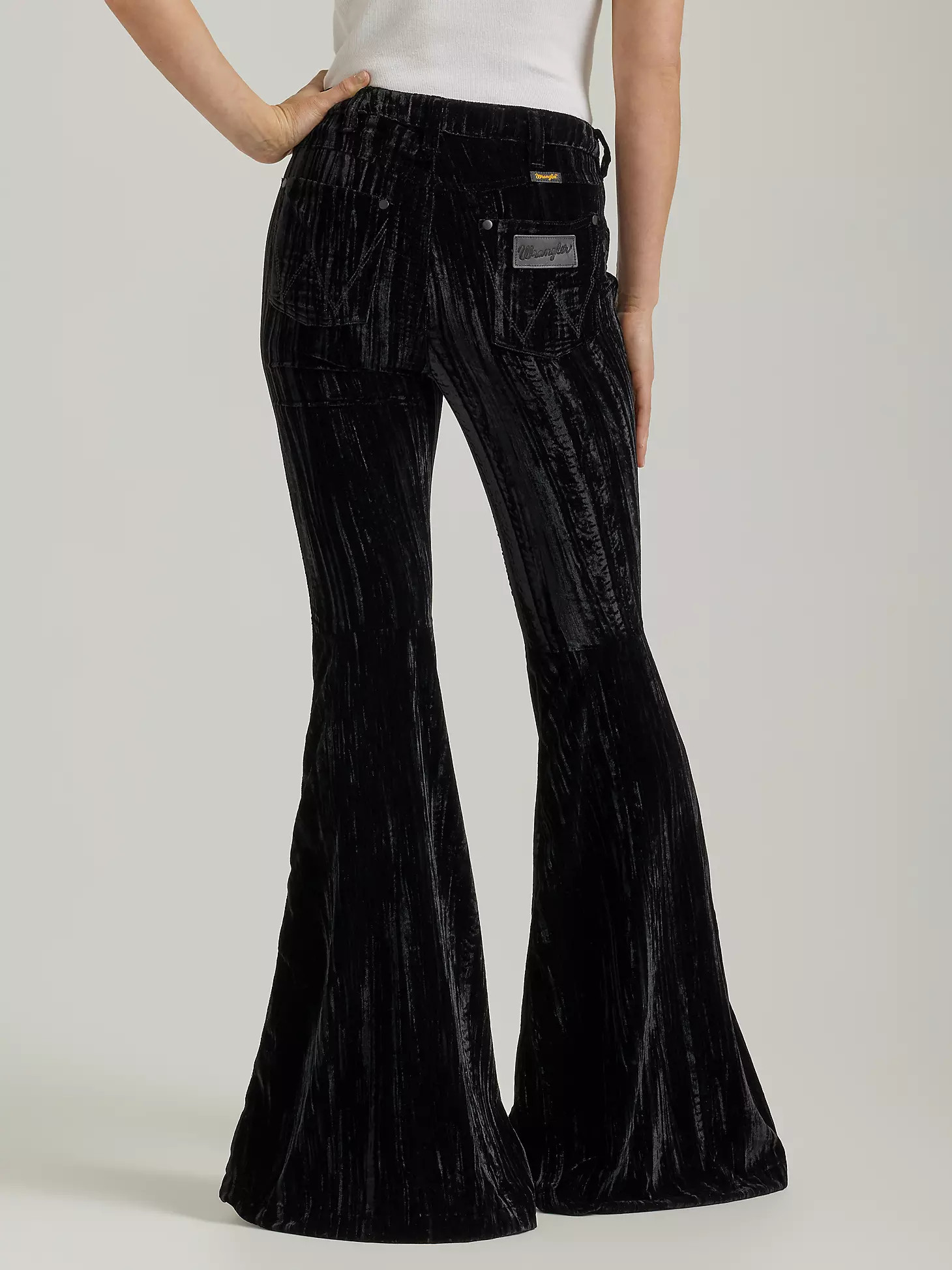Women's Wrangler Retro® Velvet High Rise Trumpet Flare Jean in Black | Wrangler