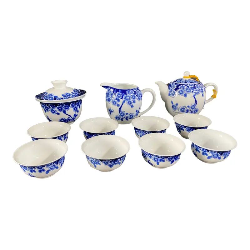 Chinoiserie Blue and White Tea Set 11 Pcs | Chairish
