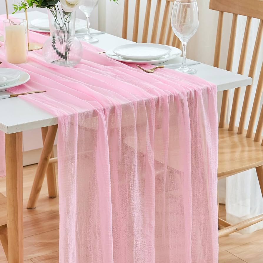Putros Cheesecloth Table Runner Blushing Pink 10FT Valentine's Day Boho Gauze Cheese Cloth Table ... | Amazon (US)