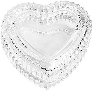 Gaolinci Crystal Glass Heart-Shaped Storage Box Embossed Jewelry Box Candy Box with Lid - Short(C... | Amazon (US)