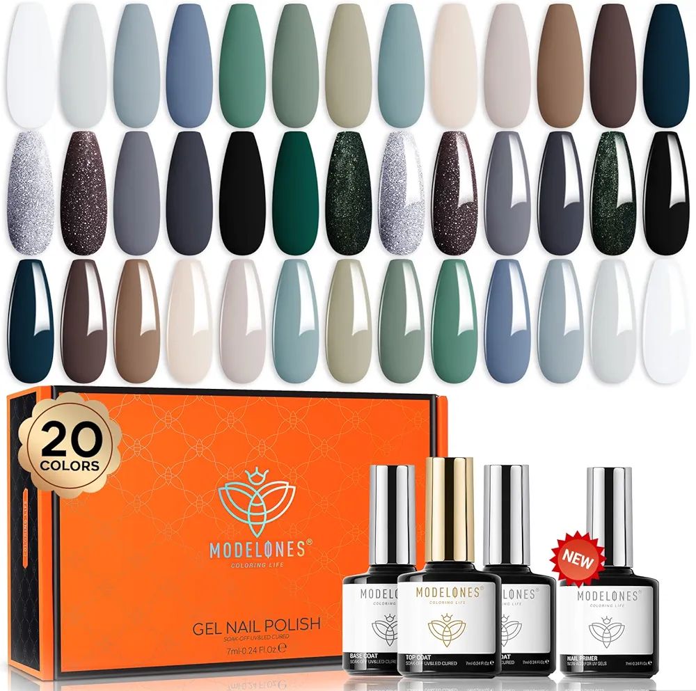 Modelones 24Pcs Gel Nail Polish Kit, Lucky Tarot Collection 20 Colors Gel Polish Set Forest Green... | Amazon (US)