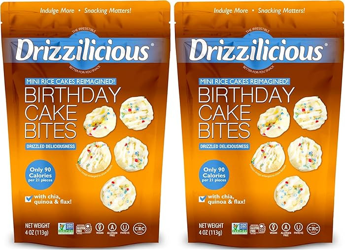 Drizzilicious Mini Rice Cakes Birthday Cake - Rice Crisps, Healthy Snack for Adults and Kids, Fla... | Amazon (US)
