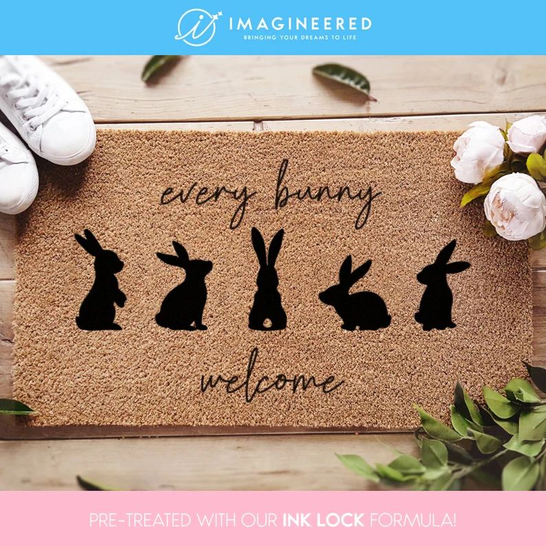 Cheerful Easter Doormat, Welcome Spring with a Bunny-themed Entrance, Every Bunny Welcome, Easter... | Etsy (US)