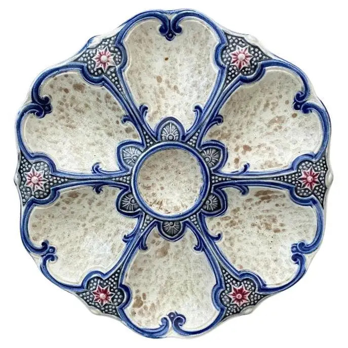 19th Century Majolica Oyster Plate Wasmuel | 1stDibs