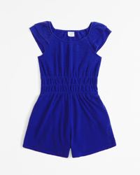 short-sleeve textured knit romper | Abercrombie & Fitch (US)
