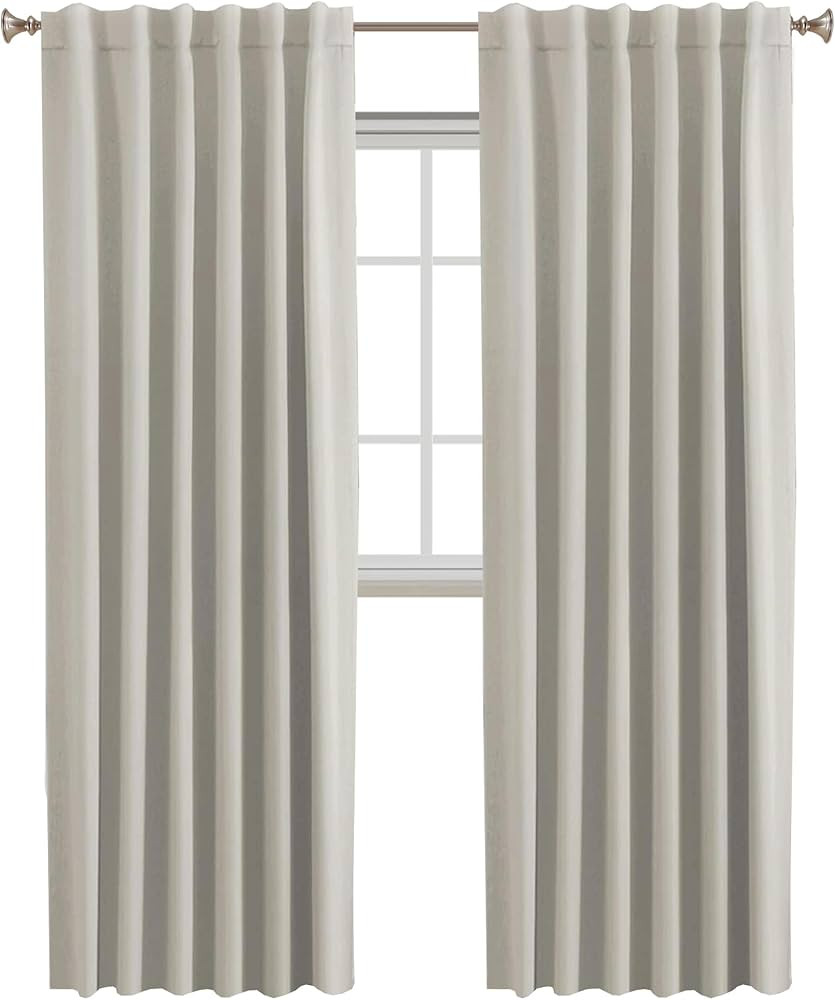 Turquoize Cream Blackout Curtains Thermal Insulated Room Darkening Curtains for Living Room Beige... | Amazon (US)
