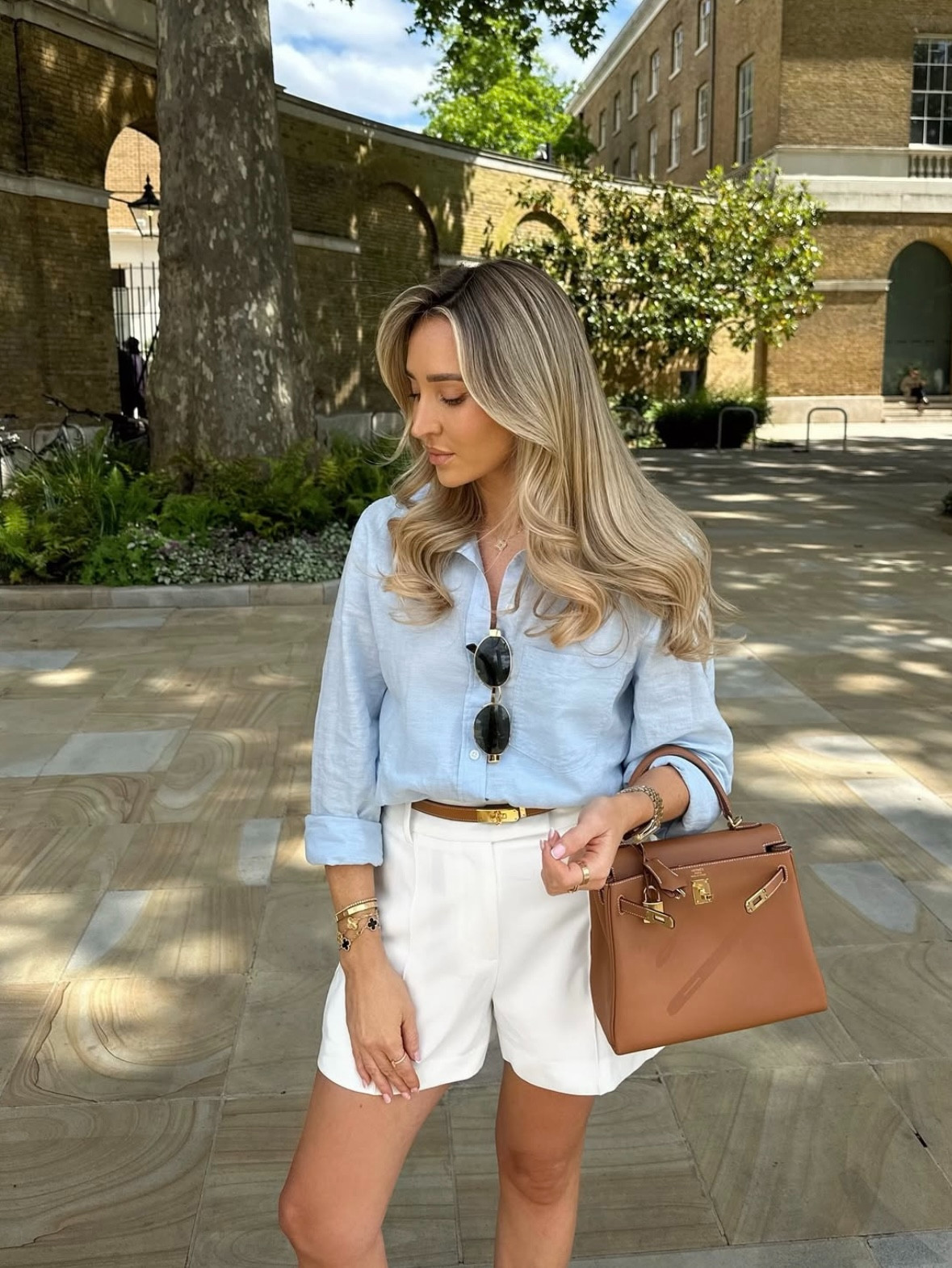 Classic Spring Looks 🌷 blue linen shirt styled with white tailored shorts and tan Hermes accessories 

 

#LTKspring #LTKstyletip #LTKluxury