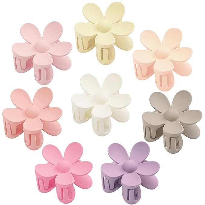 Flower Hair Clips 8PCS, Hair Claw Clips for Women Thick Thin Hair, Flower Claw Clips Matte Non Sl... | Amazon (US)