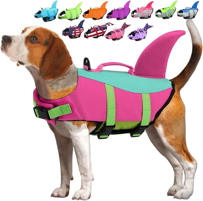 EMUST Dog Life Jacket Shark, Dog Life Vests for Small, Middle, Large Dogs with Rescue Handle Pet ... | Amazon (US)