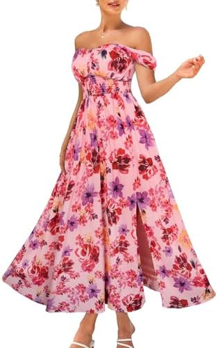 GRACE KARIN 2026 Women's Summer Floral Wedding Guest Dress,Beach Flowy A Line Maxi Off Shoulder B... | Amazon (US)