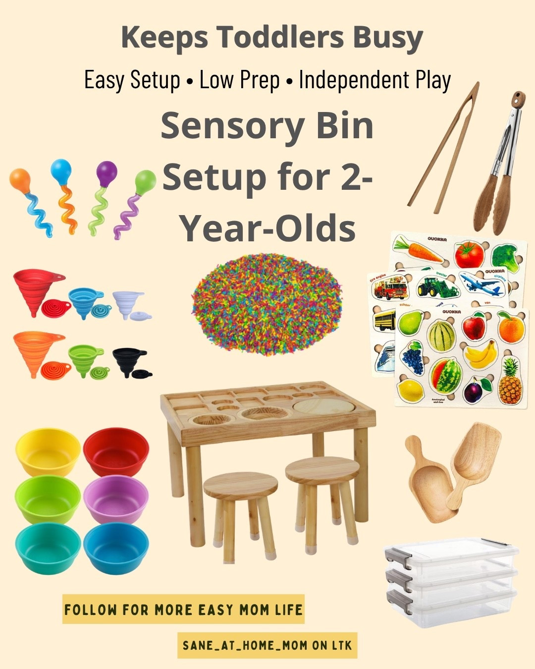 If your toddler gets bored in 5 minutes… try this 👇

This sensory bin setup has been a game changer for us. It keeps my toddler busy, engaged, and off screens without a ton of effort on my end.

These are my go-to essentials:
• sensory table
• colorful rice filler
• scooping + pouring tools
• sorting bowls + bins

It’s one of the easiest activities to set up and reuse over and over 💛

Follow for more realistic, easy mom life ideas ✨

#toddlermom #sensorybin #toddlerplay #momlife #kidsactivities #playathome

#LTKmomlife #LTKKids #LTKHome