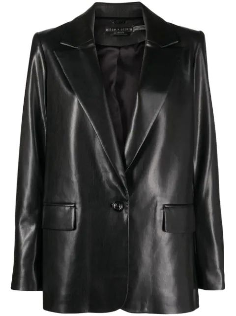 Alice+Olivia Denny Leather Blazer  - Farfetch | Farfetch Global