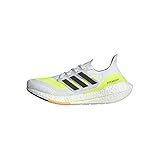 adidas Women's Ultraboost 21 Running Shoe, White/Black/Solar Yellow, 5 | Amazon (US)