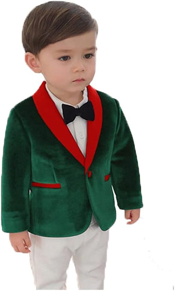 Toddler Boy Formal Suit Jacket Outfit Christmas Velvet Blazer Sports Coat for Kids Birthday Party... | Amazon (US)