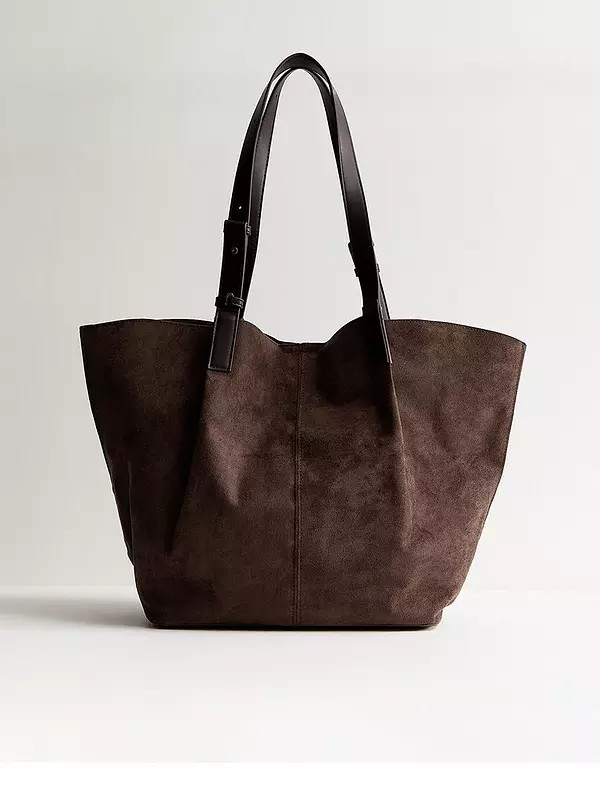 New Look Faux Suede Shopper Tote Bag - Brown | Very (UK)