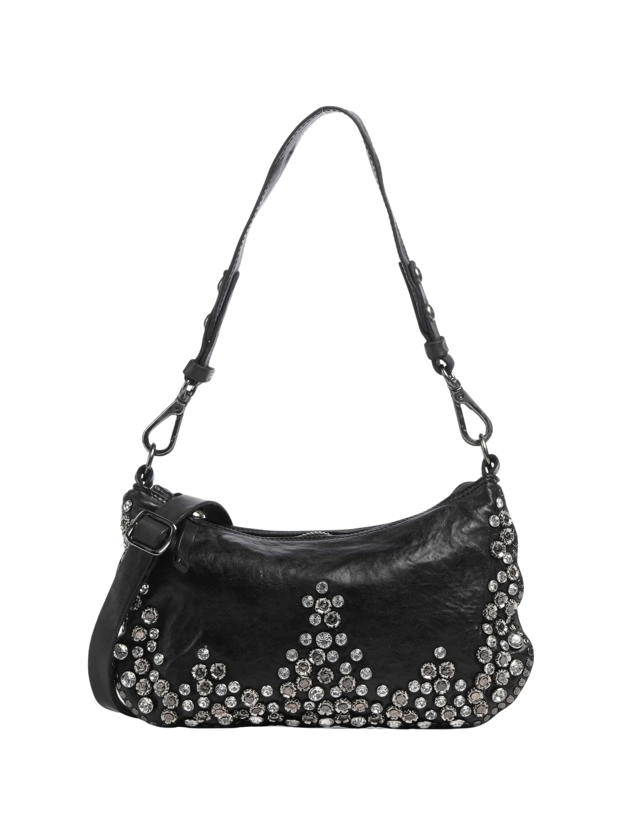 Elongated Zip Closure Shoulder Bag With Decorative Elements | Shop Simon