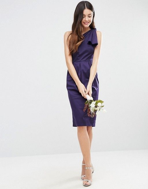 ASOS WEDDING One Shoulder Structured Bow Dress | ASOS US