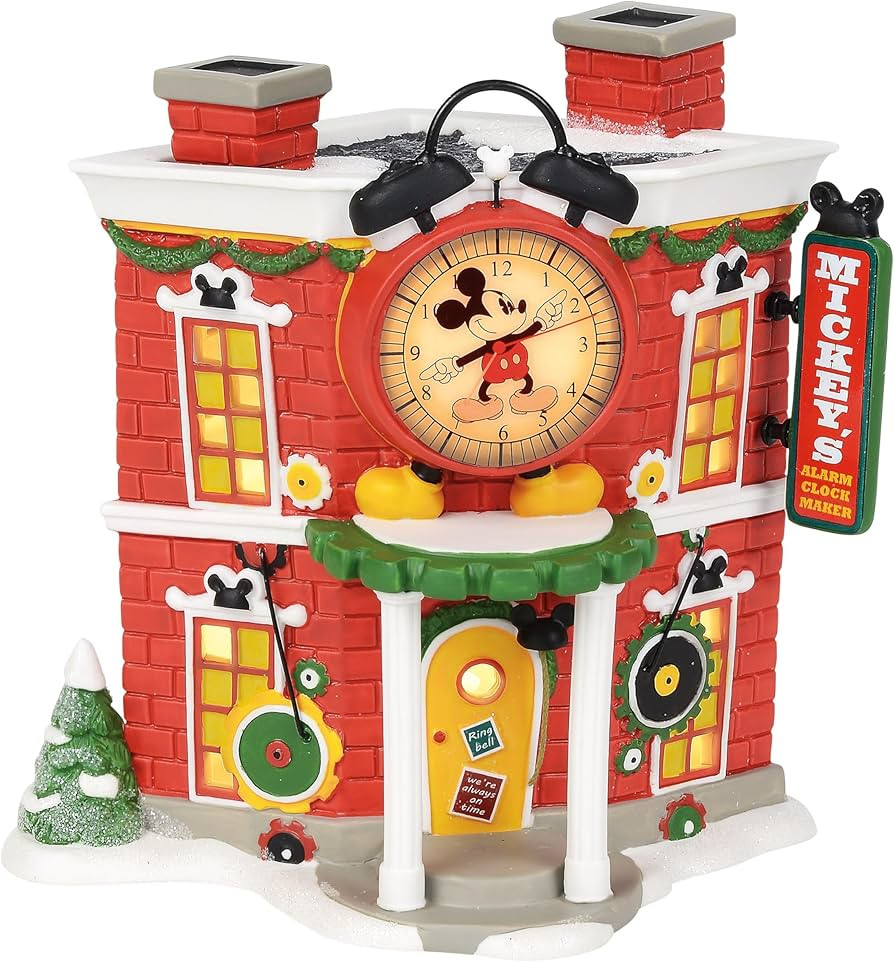 Department 56 Disney Village Mickey's Alarm Clock Shop Lit Building, 6.62 Inch, Multicolor | Amazon (US)