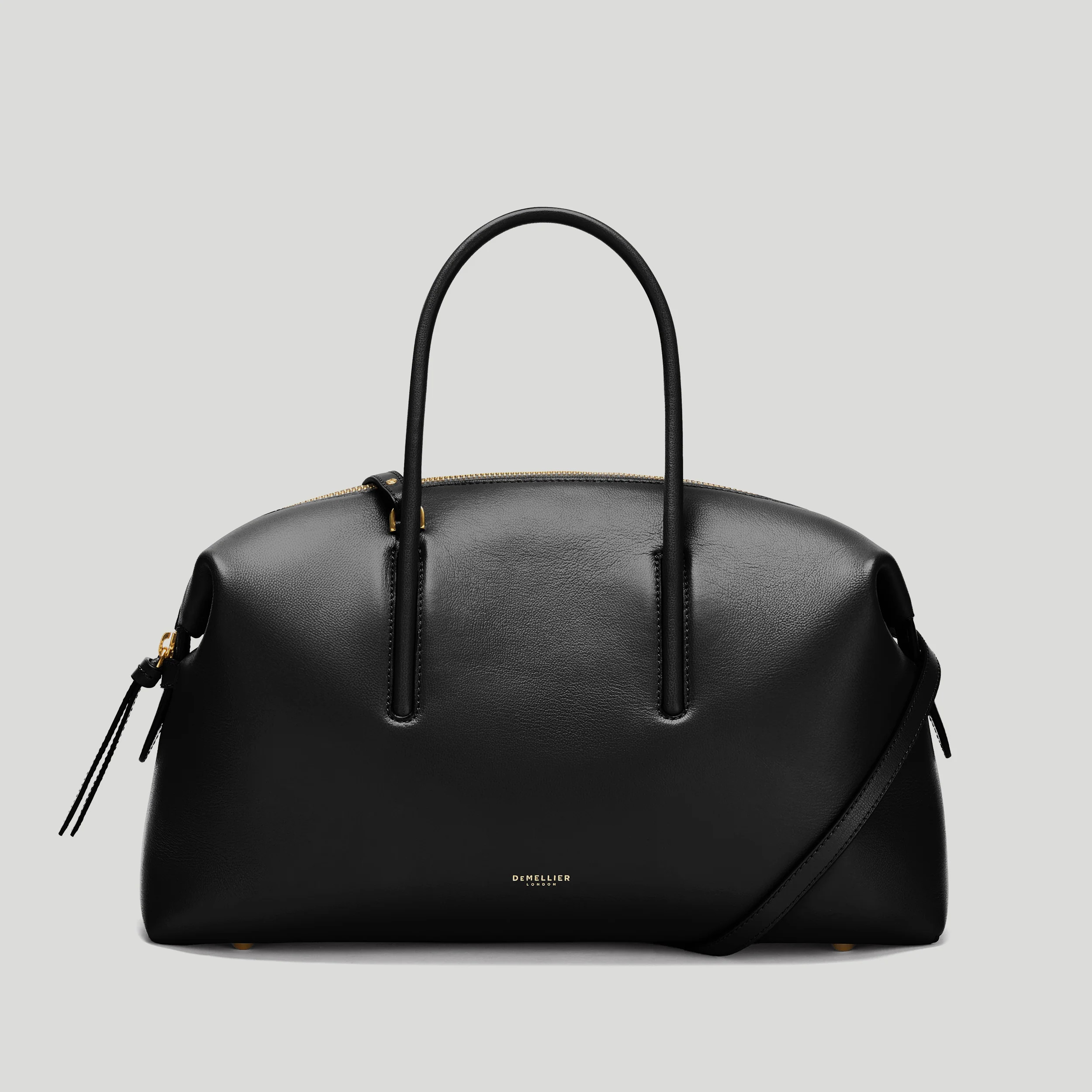DeMellier The Midi Stockholm in Black Fine Grain Leather Top handle bag | DeMellier