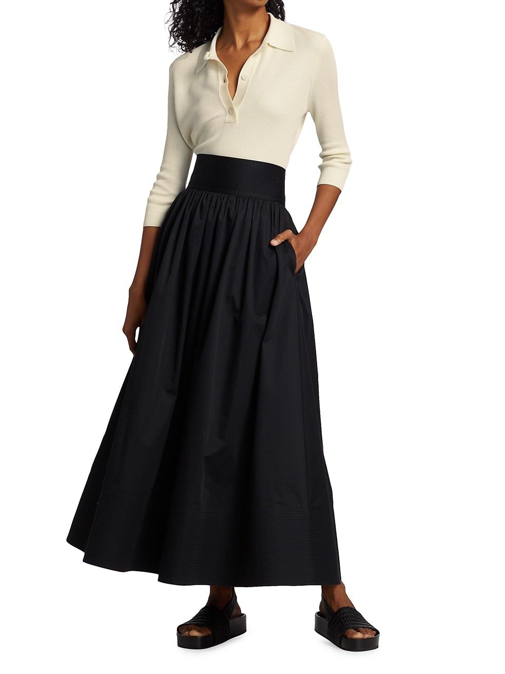 Cotton Sateen Midi-Skirt | Saks Fifth Avenue