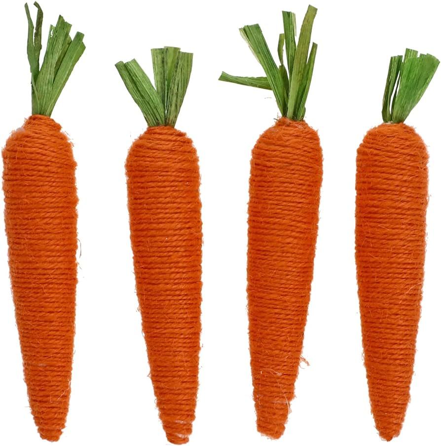 Jute Spring and Easter Fabric Carrots - 4 Pieces - 6 Inches Tall | Amazon (US)